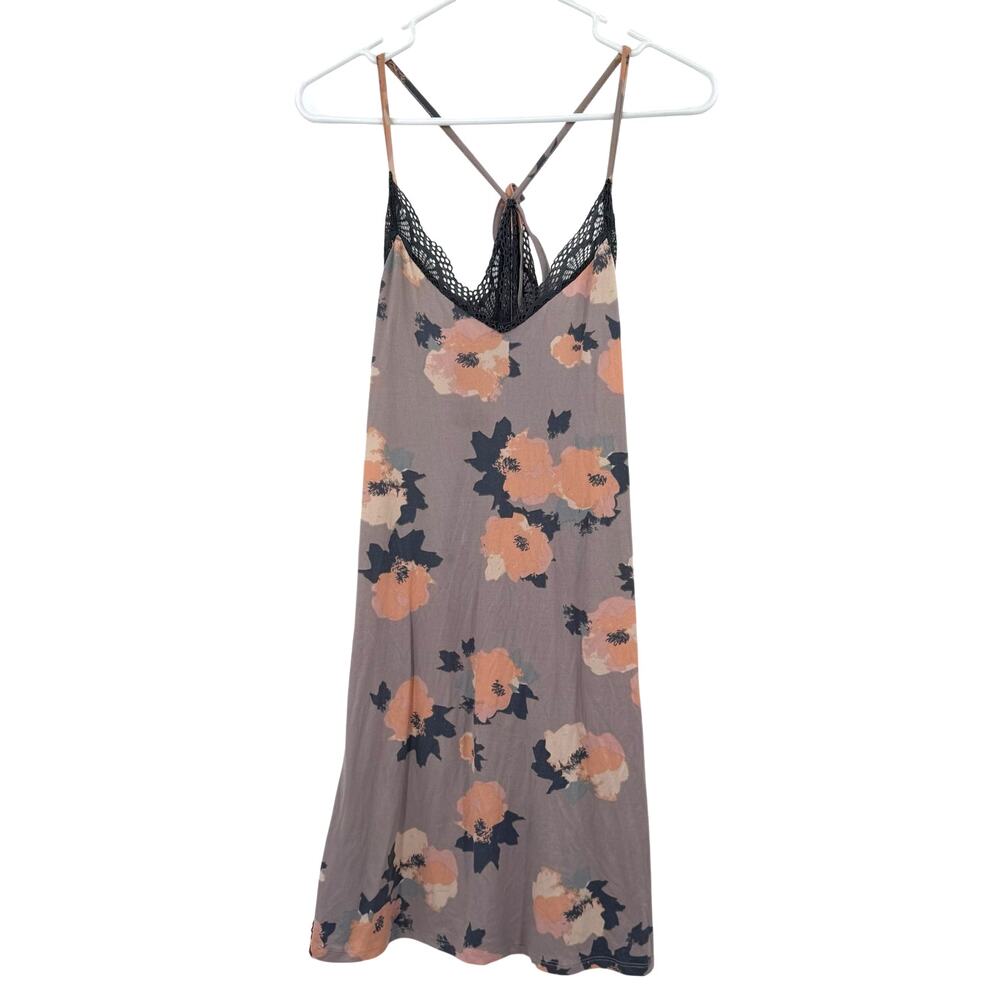 Laundry by Shelli Segal Size Large Lace Lined Slip Dress Floral Print Mini Short